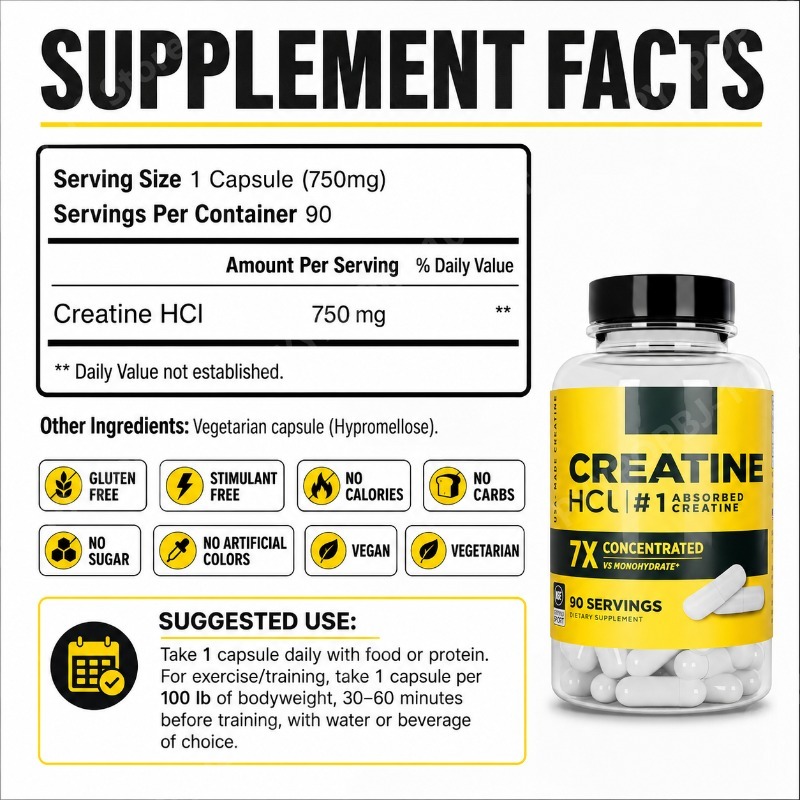 크레아틴 HCl 750mg 90캡슐 피트니스 근육 지원 - The Nutrition Fitness 리뷰 및 가격
